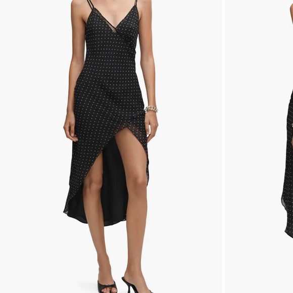 Mango polka dot high low gauze dress - Picture 2 of 5